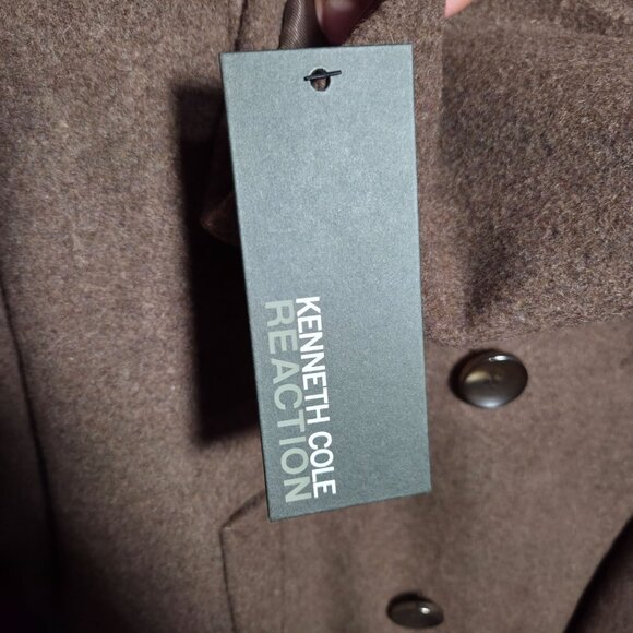 Kenneth Cole Reaction Chestnut Double-Breasted Peacoat Men's Small Wool Blend - Picture 4 of 9